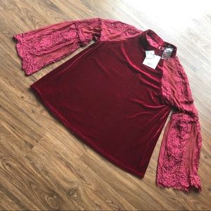 NWT “VERY J” BLOUSE - WINE - SIZE LARGE